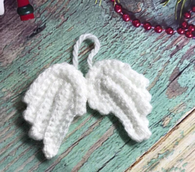 Crochet Angel Wings White Appliqué Gift Tag Present Decor Accessory Christmas