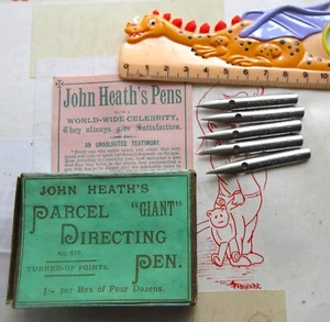 5 RARE JOHN HEATHS #615 PARCEL "GIANT" DIRECTING PEN NIBS+LIST+DRAW+CALLIGRAPHY+ - Picture 1 of 2
