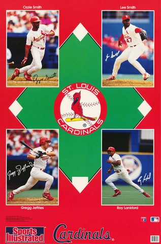 ST LOUIS CARDINALS 1993 Signature Series SI 23x35 POSTER Ozzie Smith, Jefferies+ Cover