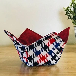 Microwave Soup Bowl Cozy Holder, Reversible, Red, White, Blue, Patriotic July 4 - Picture 1 of 7