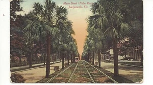 JACKSONVILLE, FLA. POSTAL Main Street (Palm Row), tren amarillo y vías - Imagen 1 de 2