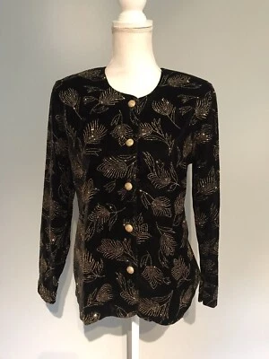 Chaqueta de terciopelo pequeña Dress Barn con diseño floral dorado Foto 1 de 4