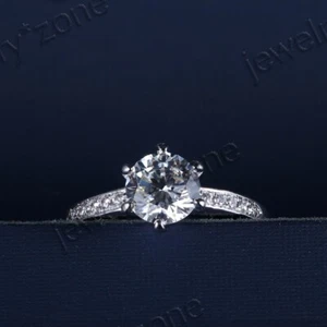 Silver Pave Round 6.5m Aaa Graded Cubic Zirconia Engagement Wedding Elegant Ring - Picture 1 of 12
