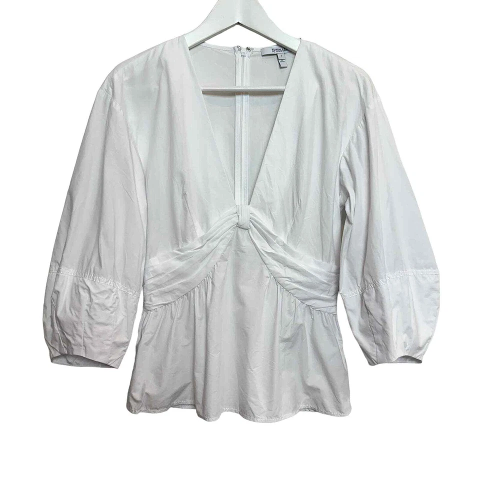 Derek Lam 10 Crosby 白色 Noe 泡泡袖上衣长袖 4 — 第 1/4 张图片