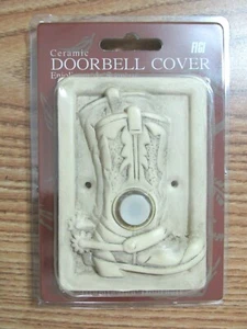 FIGI CERAMIC DOORBELL COVER ILLUMINATED WESTERN COWBOY COWGIRL BOOT SPUR - Picture 1 of 3
