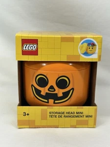 Lego Storage Mini Head Orange - Pumpkin NEW Small Head Storage - Picture 1 of 6
