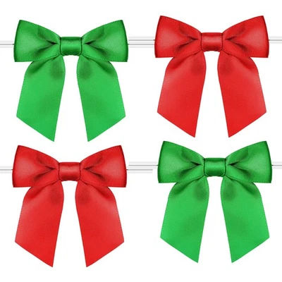 Paquete de 120 Arcos Rojos y Arcos Verdes para Navidad, Arcos Giratorios para Bolsas de Golosinas... Foto 1 de 4