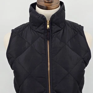 J. Gilet imbottito piumino Crew Factory donna XXS nero trapuntato - Foto 1 di 9