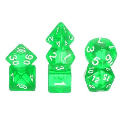 7Pcs Polyhedral Dice Set for Role Playing Games, Transparent Green Foto 1 de 4