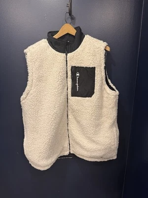 Chaleco polar reversible Champion Sherpa XL negro crema años 2010 nailon exterior Foto 1 de 4