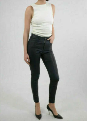 PVP €1000 Auténticos Pantalones Elásticos DROME Cuero Obsidiana Talla S  Foto 1 de 4