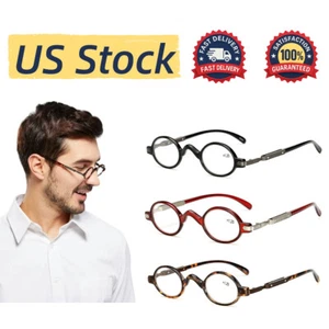 Mens Small Round Lightweight Reading Glasses Readers Vintage +1.0~+3.5 - Picture 1 of 12