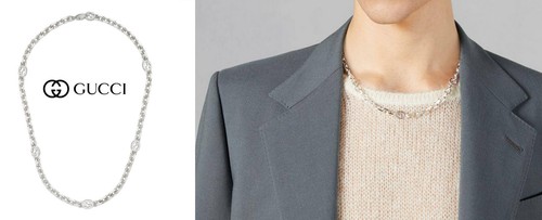 Collana Gucci interlocking GG YBB759703001 Necklace Argento 50Cm