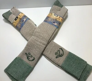 New, Ducks Unlimited Merino Wool Blend Wader Socks, Large, Tan/Green, 2 pr pack - Picture 1 of 2