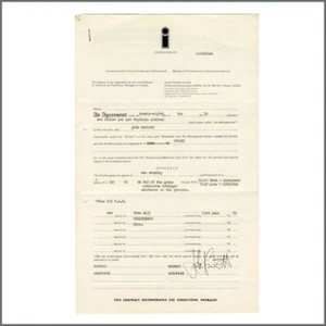 Sparks Island Artists Ltd. 1974 Signed Performance Contract And Rider (UK) - Picture 1 of 1