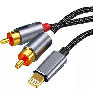 RCA Cable Compatible with iPhone, iOS to RCA Aux Audio Cord, Hi-Fi Sound RCA Ste - Picture 1 of 7