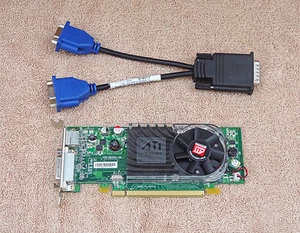 Dell ATI Radeon HD 3450 256MB PCIe Video Card Y104D DMS-59 Low Profile w/ Cable - Picture 1 of 1