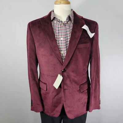Alfani Мужская Sport пальто Blazer две кнопки бордовая замша поли смесь размер 42S новый - Изображение 1 из 4