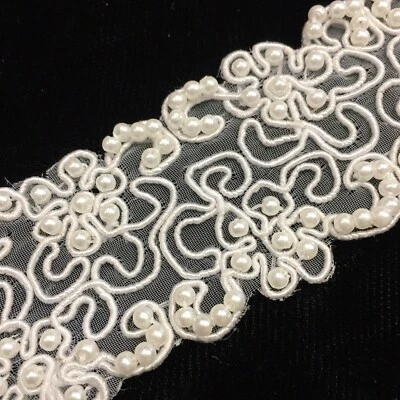 Vestido de novia Accentex ribete encaje blanco formal imitación perlas cuentas organza 13,75 yardas Foto 1 de 4