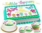 Butterfly and flowers Birthday Cake topper Edible paper sugar sheet cupcakes
