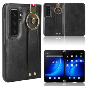 For Microsoft Surface Duo 2 Wristband Case Luxury PU Leather+PC Book Phone Cover - Picture 1 of 27