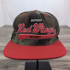 Detroit Red Wings Mitchell & Ness Hockey Snap Back Camouflage Logo Red Vtg - Picture 1 of 11