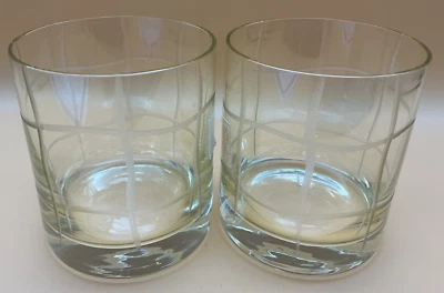 ROYAL DANUBIO GRABADO GEOMÉTRICO ABSTRACTO CRISTAL DOBLE ANTIGUO - JUEGO DE 2 Foto 1 de 4