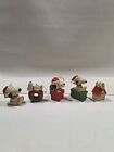 Lot Of 5 Vintage 1966 Peanuts Snoopy Dog Ceramic Christmas Ornaments