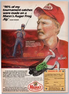 Anuncio impreso de señuelos de pesca Hank Parker Tom Mann años 70 - Imagen 1 de 2