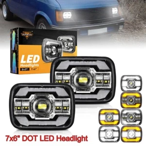2X AUXBEAM 7x6" DOT LED Headlight Hi/Lo Turn Lights For Jeep Wrangler YJ 1986-95 - Picture 1 of 12