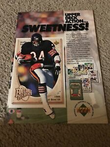 Vintage 1992 WALTER PAYTON UPPER DECK Football Cards Poster Print Ad BEARS 1990s