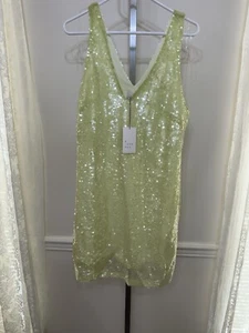 Mini Vestido Aline Lentejuelas Verde Cuello en V Un NUEVO DÍA Mediano - Imagen 1 de 6