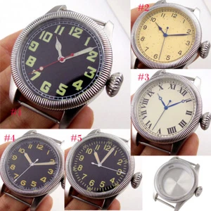 Caja de reloj de cristal de zafiro de acero con bisel estriado de 39 mm esfera negra apta para NH35 NH36 2824 - Imagen 1 de 24