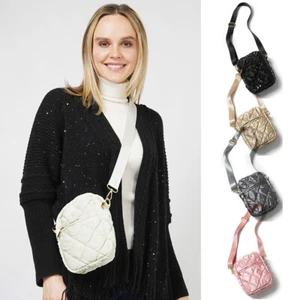 Anthropologie Fashion Quilted Shiny Glossy Puffy Mini Crossbody Shoulder Bag - Picture 1 of 5