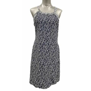 J. Mclaughlin Mujer Maria Halter Vestido L Catalina Tela Azul y Blanco Estante Sujetador - Imagen 1 de 8