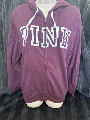 Chaqueta con Capucha Pink By Victoria Secret Cremallera Granate Talla Grande Foto 1 de 3