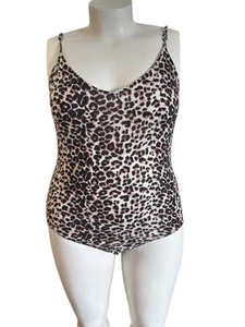 AMBIANCE~LEOPARDEN BODYSUIT OBERTEIL~Super Stretch~VERSTELLBARE TRÄGER-Übergröße 3X - Bild 1 von 9