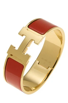 Hermès Naranja Esmalte Clic-Clac 'H' Ancho - WGACA Foto 1 de 2