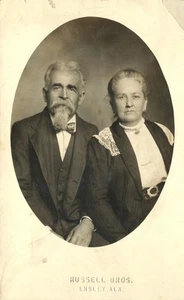 Older Couple Russell Bros Studio Portrait Ensley Alabama Real Photo Postcard - Picture 1 of 2