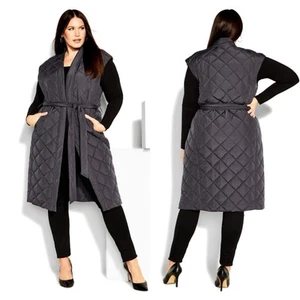 NWOT CITY CHIC Emily Quilt Coat - Pewter Size XS(14) - Picture 1 of 2
