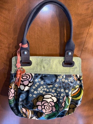 Bolso de Mano Fossil Key-Per de Lona Recubierta Floral Grande Bolso de Hombro Cartera Boho Artístico Foto 1 de 4