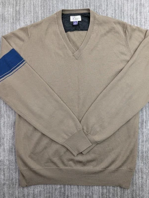 Ibex Wool Sweater Men's Medium Brown Lightweight V-Neck Merino Cashmere Pullover - Image 1 of 4