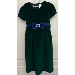 So La Vita Green Velour Holiday Dress Blue Bow Size 6X NWT - Picture 1 of 10