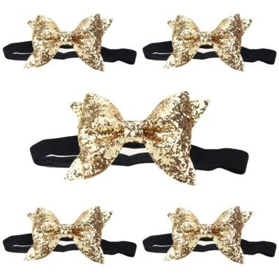 5 PIEZAS Diadema Brillante Lazo Elástico Lentejuelas Lentejuelas Niño Niño Niña Foto 1 de 4
