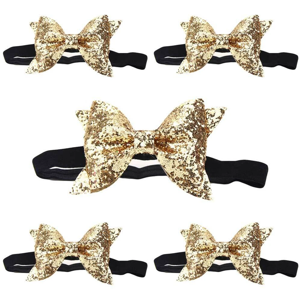 5 PIEZAS Diadema Brillante Lazo Elástico Brillo Lentejuelas Bebé Niño Niña Foto 1 de 4