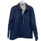 Tailor Vintage Mens Faux Shearling Lined Stretch Canvas Jacket Navy Size L