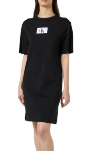 Calvin Klein Women’s Motive Short Sleeve Sleepshirt Nightgown-Black-RRP £45 - Bild 1 von 5