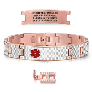 Divoti individuell graviert Strahlkraft verstellbar medizinische Warnung ID-Armband für Frauen - Bild 1 von 9