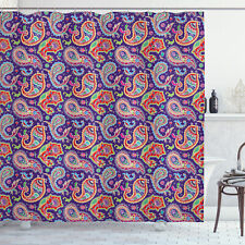 Paisley Shower Curtain Retro Hippie Motives Print for Bathroom