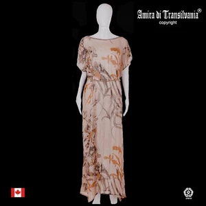 woman clothing summer dress couture luxury brand kaftan large size chiffon beige - Picture 1 of 12